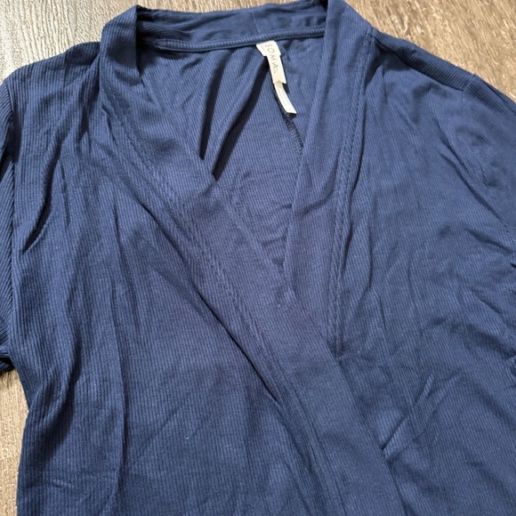 Soma Cool Nights Ribbed Long Sleeve Robe Navy Blue Small NWT Lounge Sleepwear - Picture 2 of 4